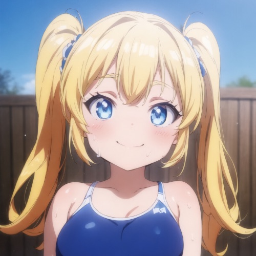 ai生成　ロリ スク水 スク水アオノちゃん💕 | アオノ@ロリ巨乳の作品 | PerfTile ART - AIイラスト・マンガ投稿サイト | AIでもっと、創作を楽しもう